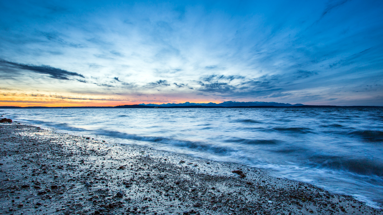 Tierra, Oceano, Puesta, Mar, Naturaleza. Wallpaper in 1280x720 Resolution