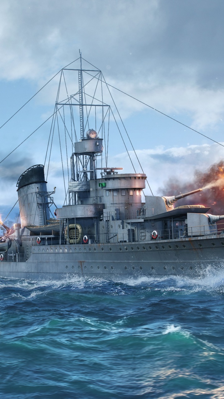 World of Warships, Destroyer, Warship, Naval Ship, Boat. Wallpaper in 720x1280 Resolution