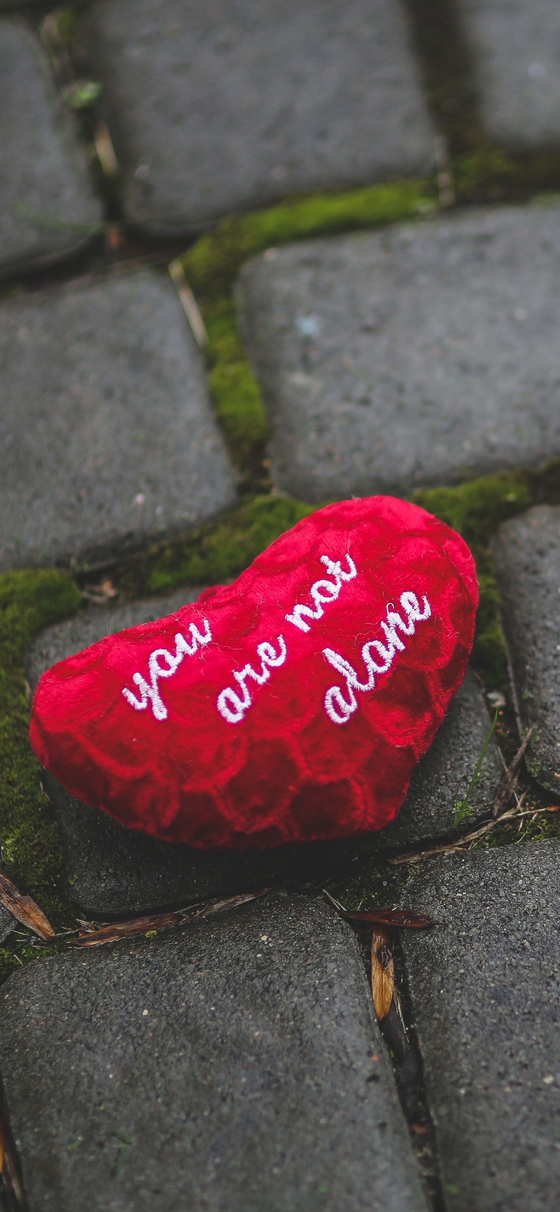 Red Heart Shaped Ornament on Gray Concrete Floor. Wallpaper in 1125x2436 Resolution