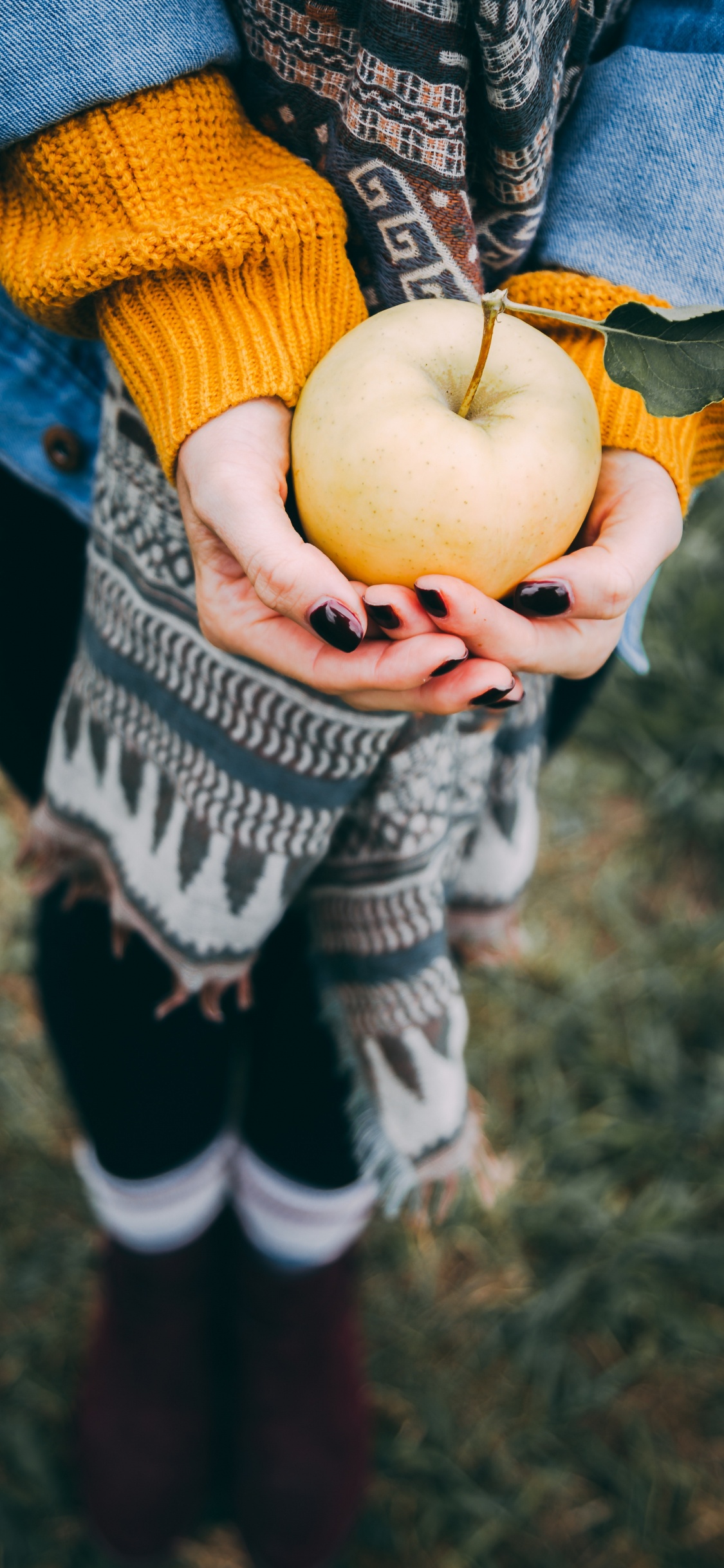 Personne Tenant Des Fruits Ronds Jaunes. Wallpaper in 1125x2436 Resolution