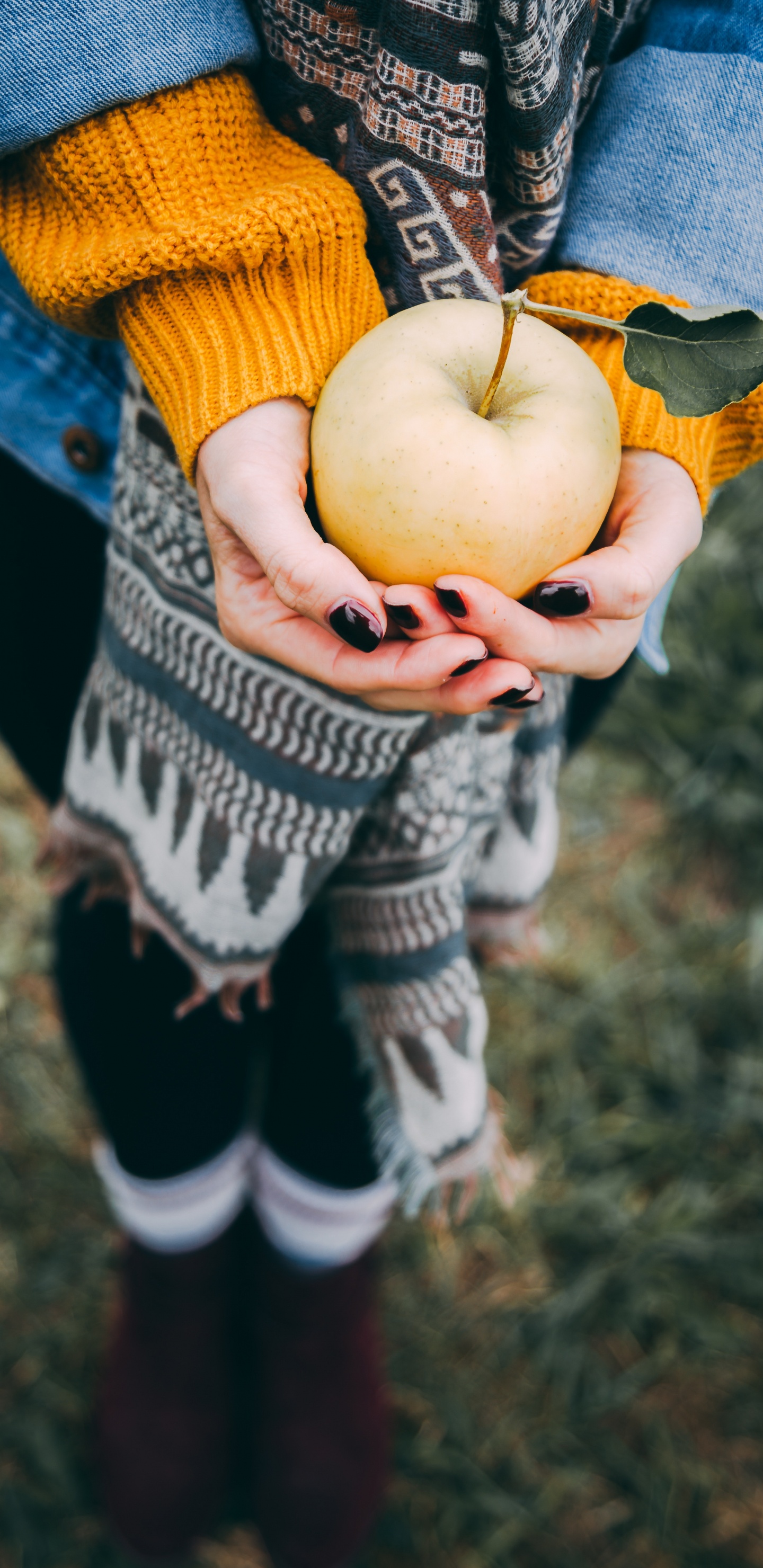 Apple, 黄色的, 儿童, 手, 的孩子 壁纸 1440x2960 允许