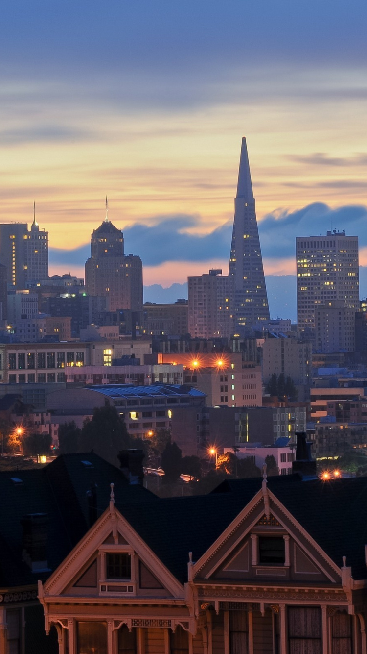 Skyline Der Stadt Bei Nacht Night. Wallpaper in 750x1334 Resolution