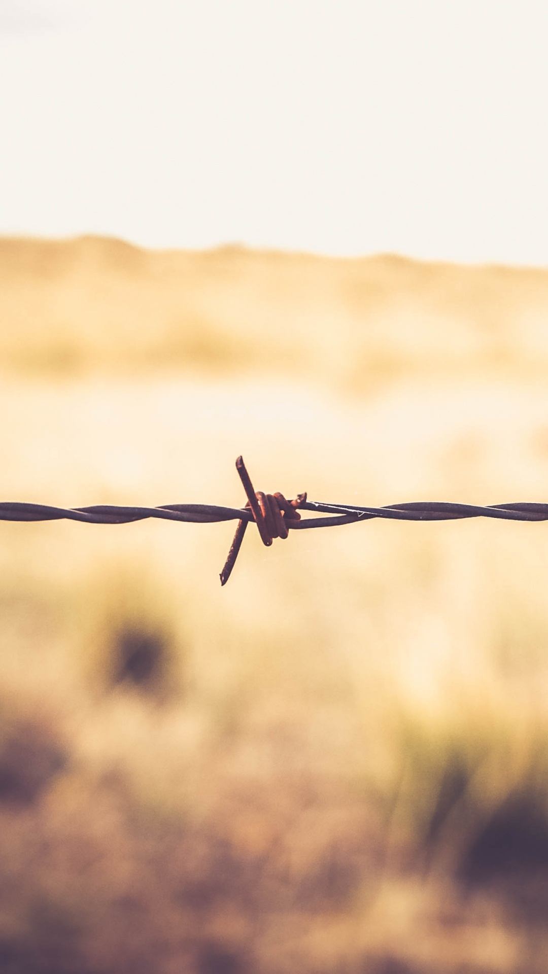 Grauer Stacheldraht im Tilt-Shift-Glas. Wallpaper in 1080x1920 Resolution