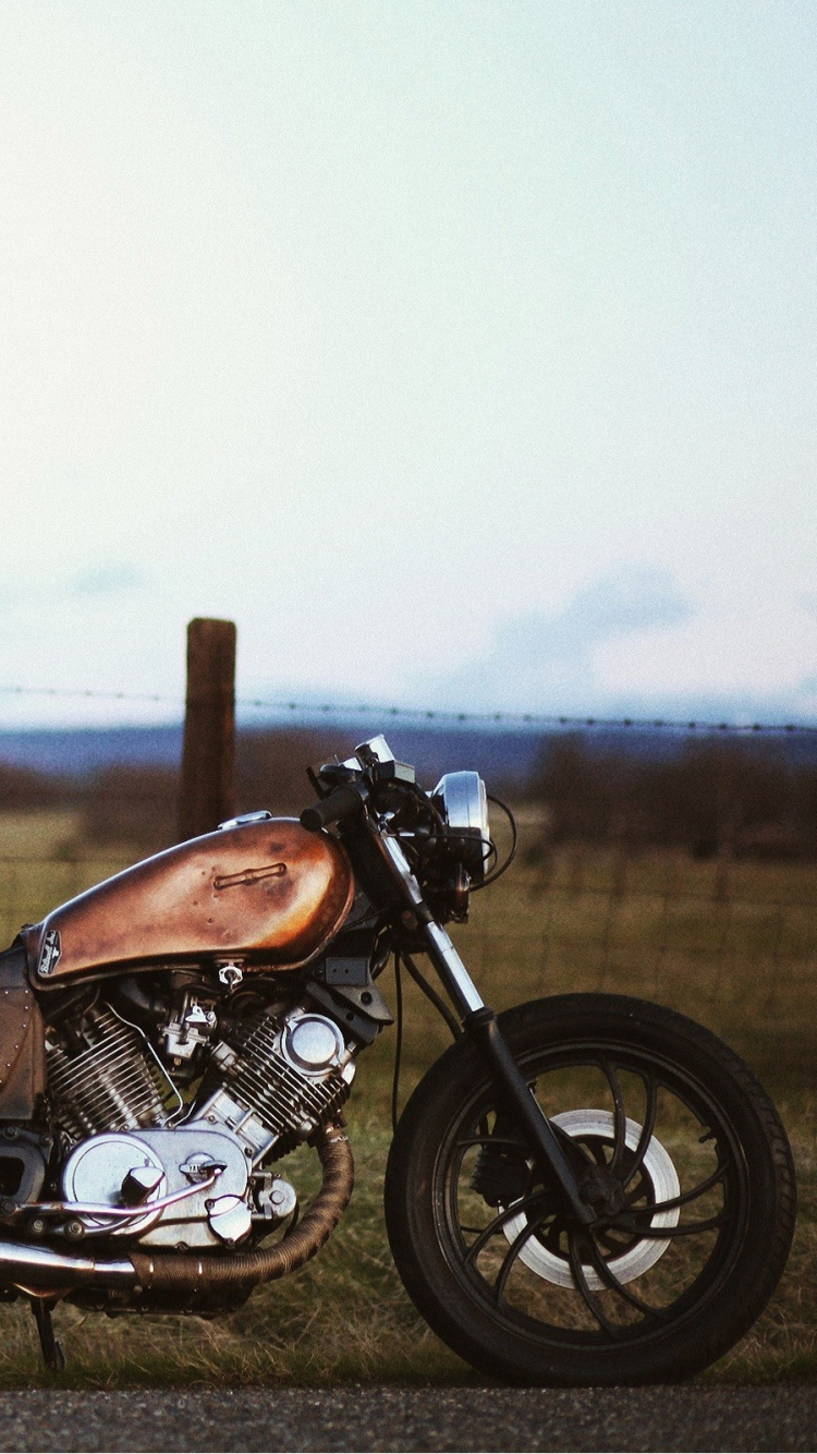 Moto Noir et Marron Sur Terrain D'herbe Verte Pendant la Journée. Wallpaper in 750x1334 Resolution