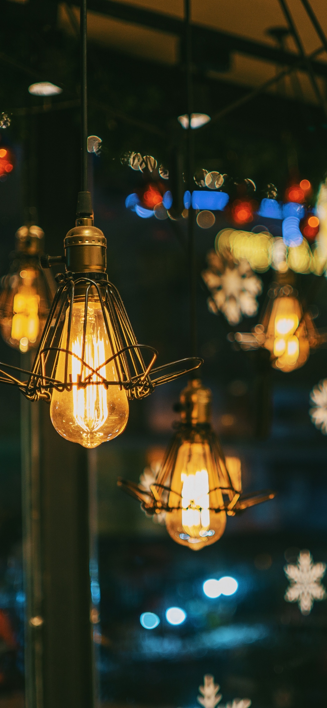 光, 灯笼, 城市, 反射, 建筑 壁纸 1125x2436 允许