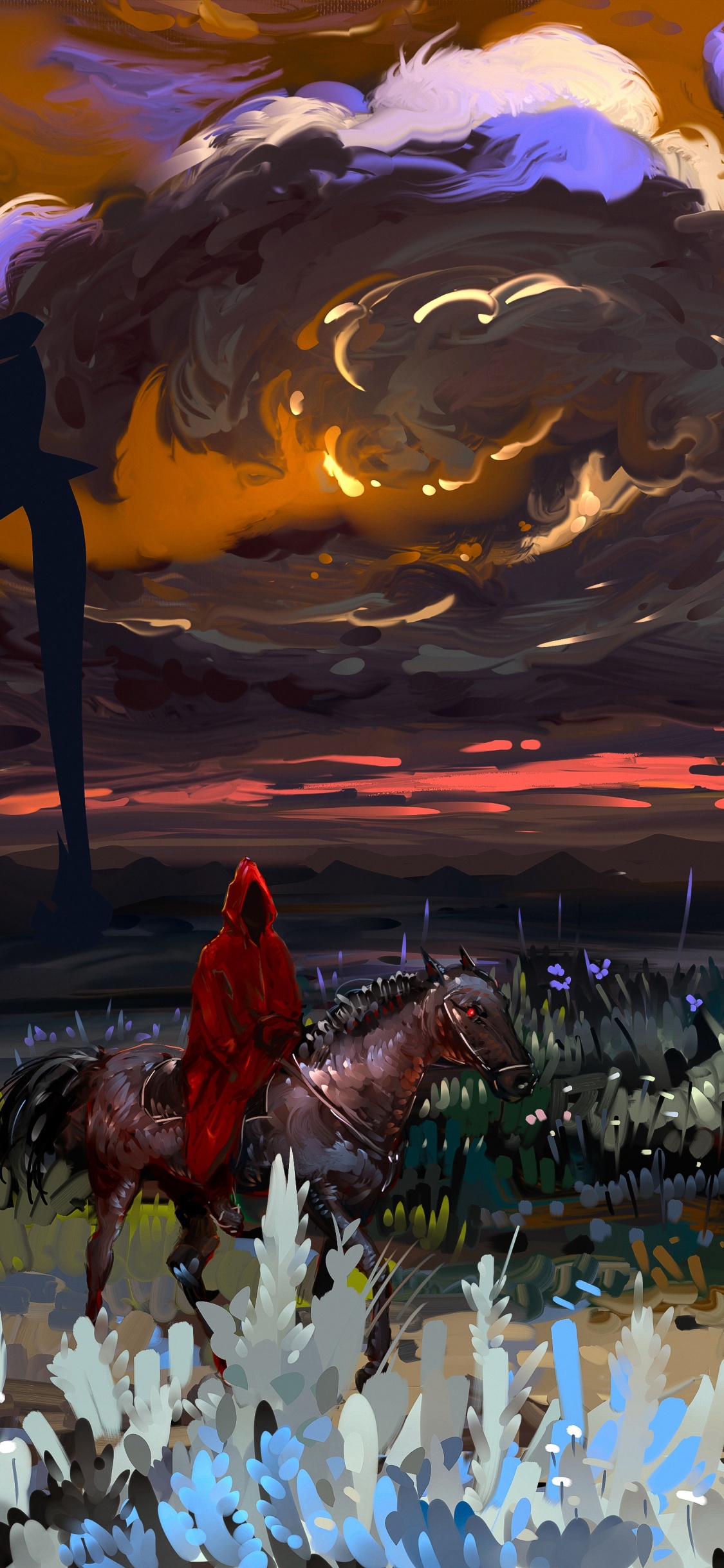 Weißes Und Gelbes Blumenfeld Bei Sonnenuntergang. Wallpaper in 1125x2436 Resolution