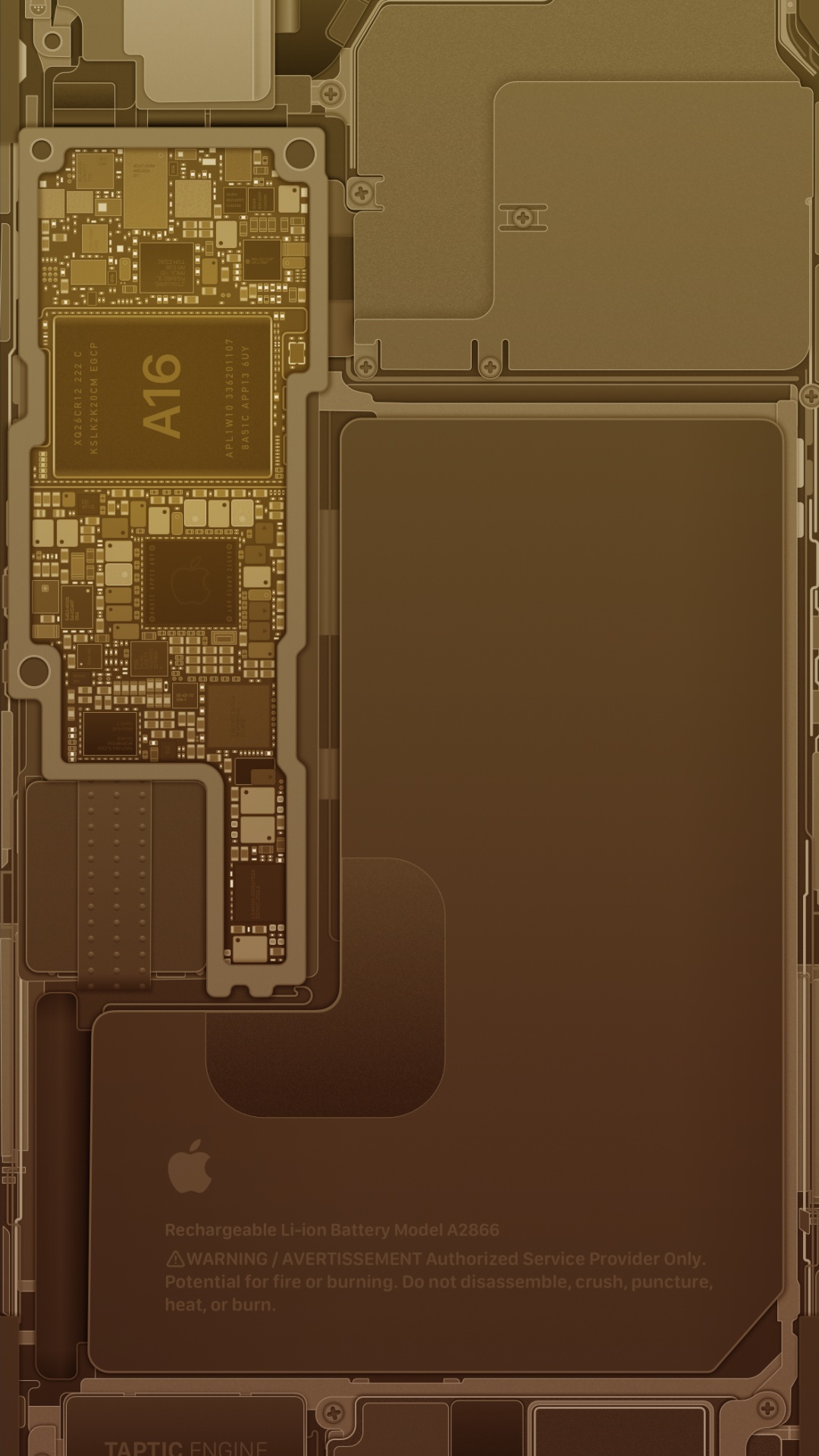 IPhone 14 Pro Schematic – Gold. Wallpaper in 1080x1920 Resolution