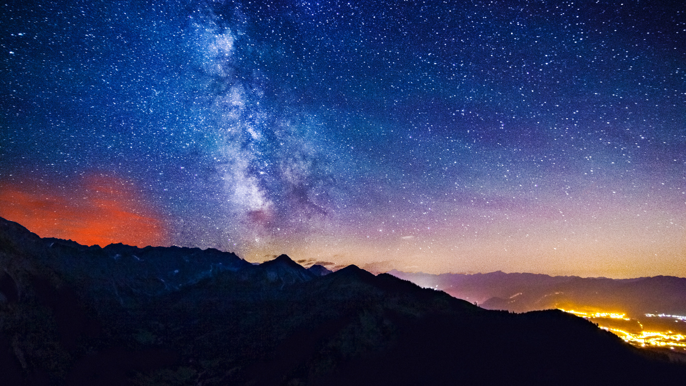 Milchstraße, Stern, Galaxy, Bergigen Landschaftsformen, Natur. Wallpaper in 1366x768 Resolution