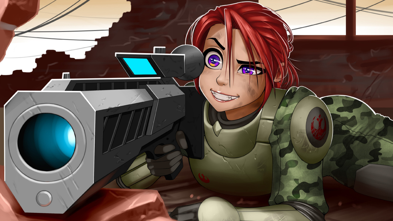 Femme en Costume de Camouflage Vert et Noir Personnage Anime. Wallpaper in 1280x720 Resolution
