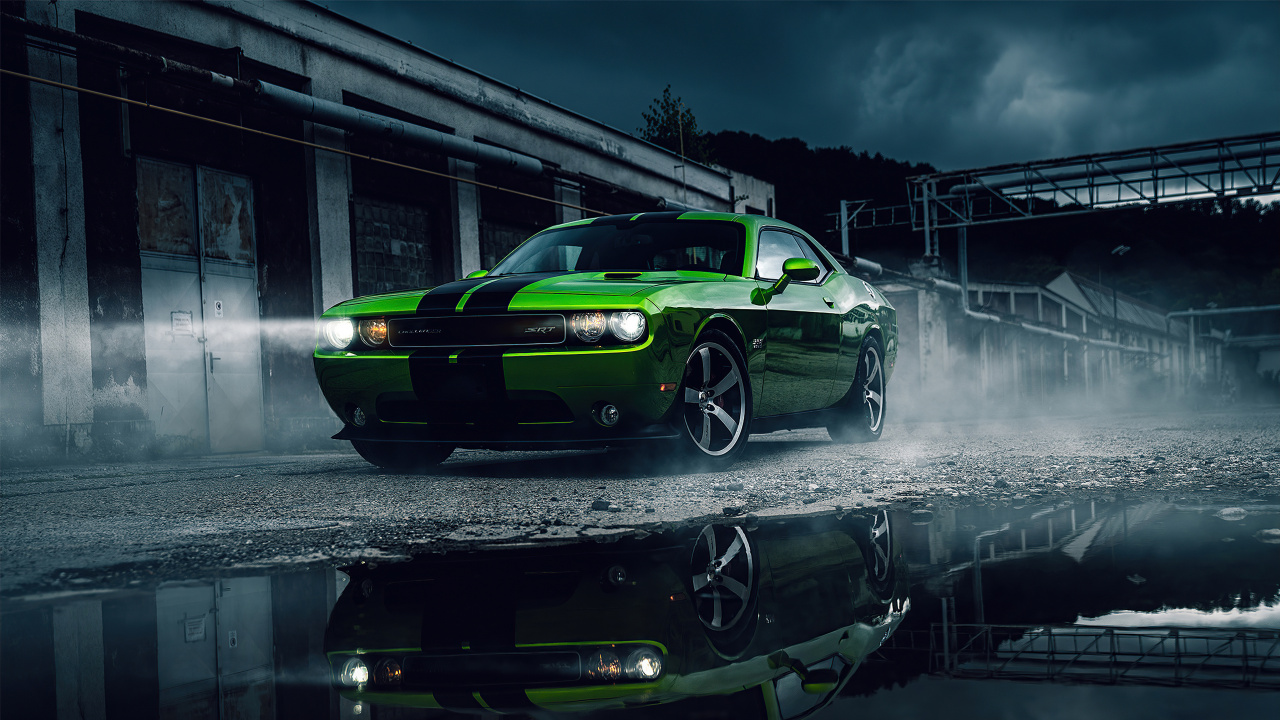 Green Dodge Challenger, Dodge, Cars, 2021 Dodge Challenger Sxt, Dodge Charger. Wallpaper in 1280x720 Resolution