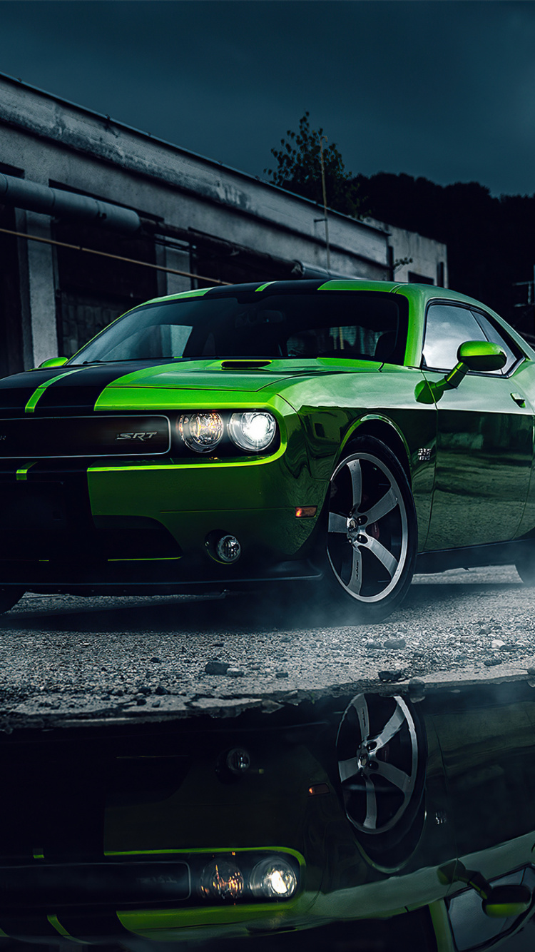 Green Dodge Challenger, Dodge, Cars, 2021 Dodge Challenger Sxt, Dodge Charger. Wallpaper in 750x1334 Resolution