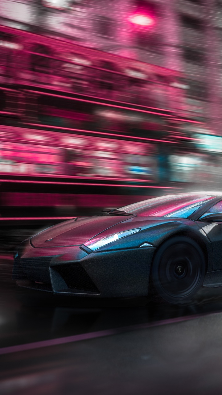 Porsche 911 Negro en la Carretera Durante la Noche. Wallpaper in 720x1280 Resolution