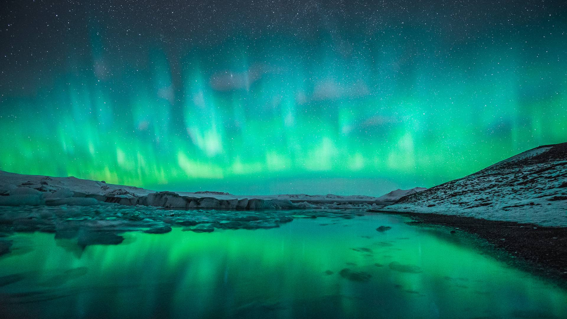 Aurora, Nature, Green, Atmosphère, Eau. Wallpaper in 1920x1080 Resolution