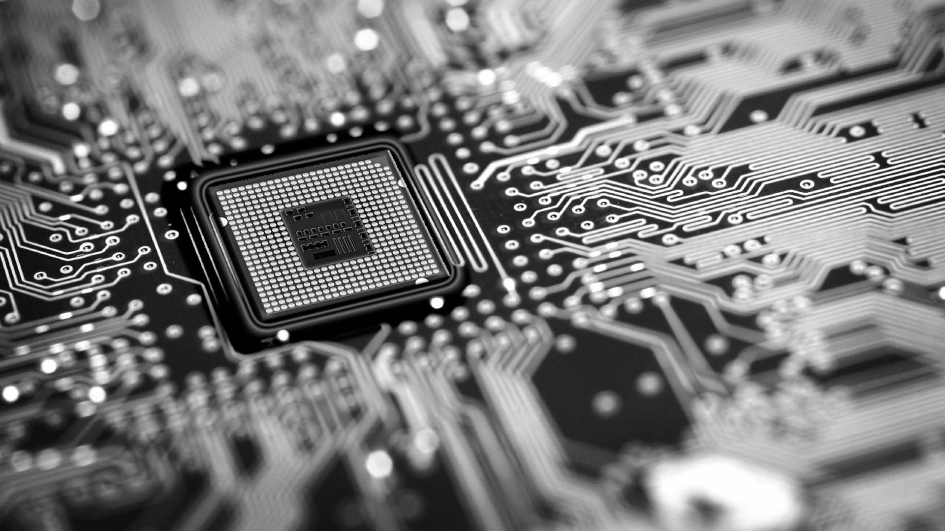 Schwarz-Weiß-Computer-Motherboard. Wallpaper in 1920x1080 Resolution