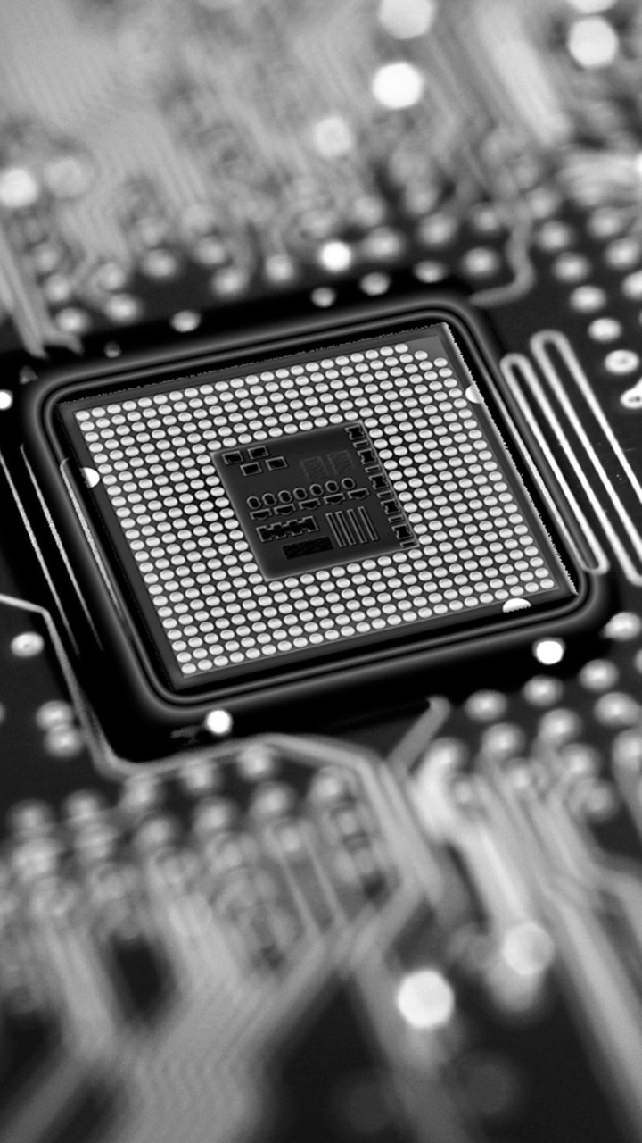 Schwarz-Weiß-Computer-Motherboard. Wallpaper in 720x1280 Resolution