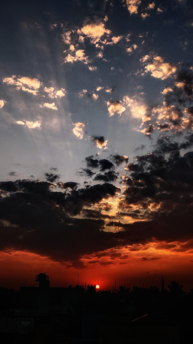 Ambiente, Afterglow, Naranja, Paisaje Natural, Atardecer. Wallpaper in 750x1334 Resolution