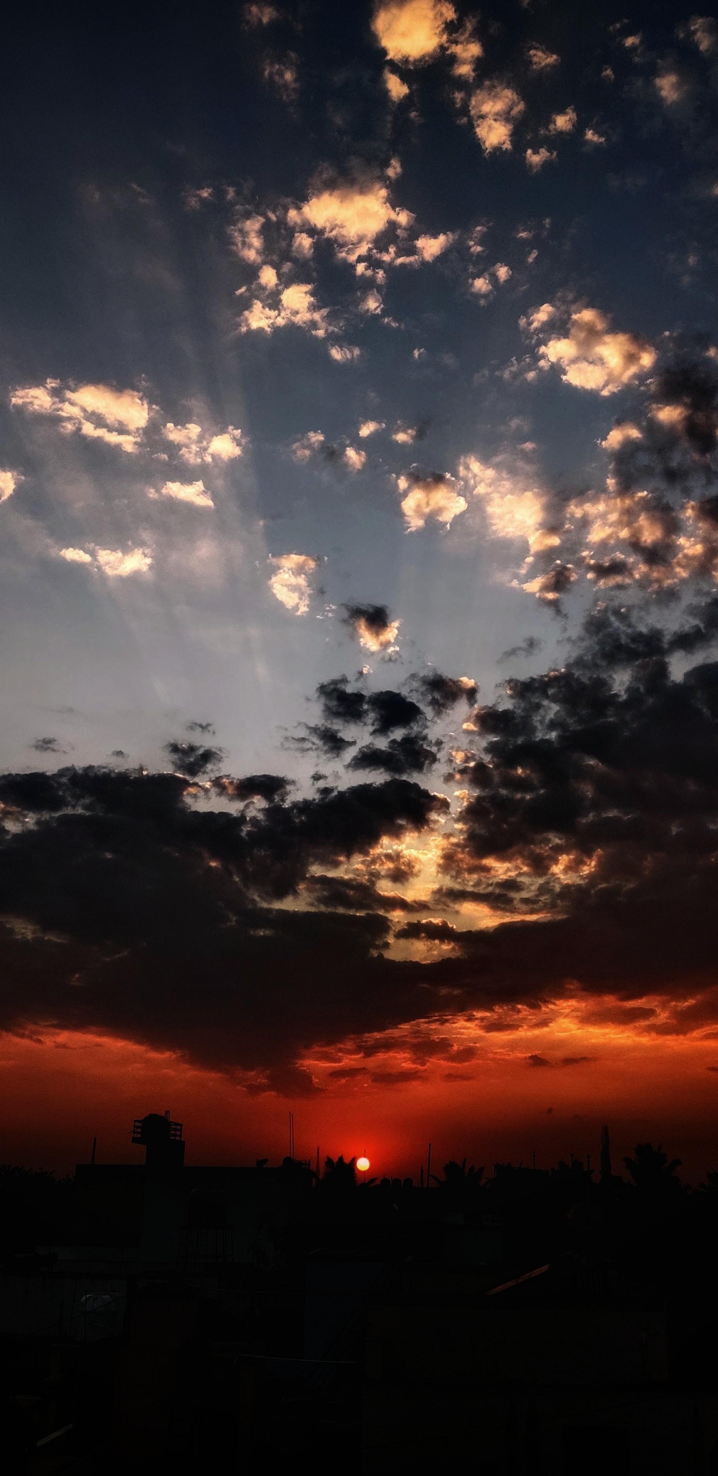 Cloud, Atmosphäre, Afterglow, Orange, Naturlandschaft. Wallpaper in 1440x2960 Resolution