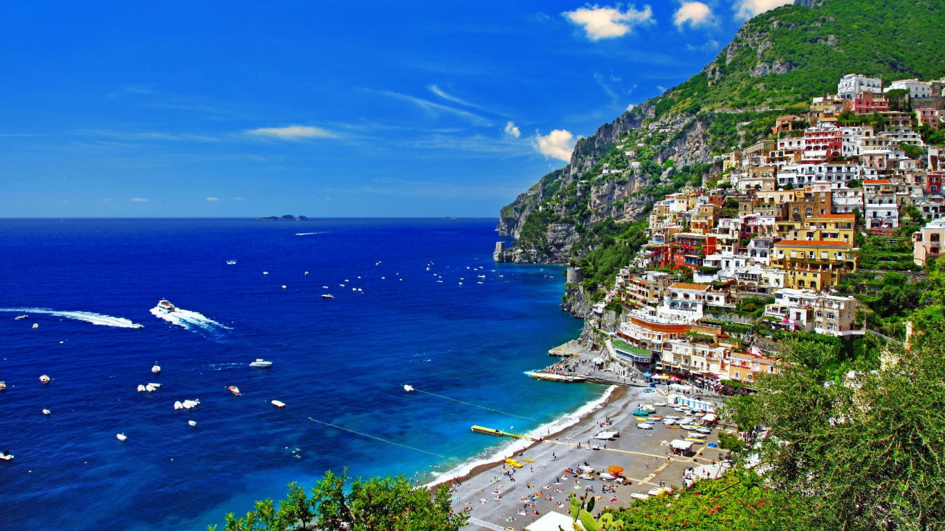 Aerial View of City Near Body of Water During Daytime. Wallpaper in 1366x768 Resolution