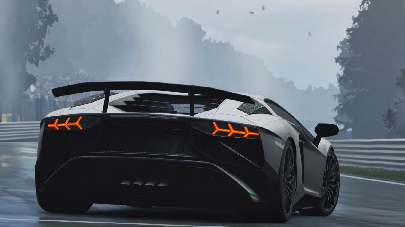 Porsche 911 Negro Sobre el Agua. Wallpaper in 1366x768 Resolution