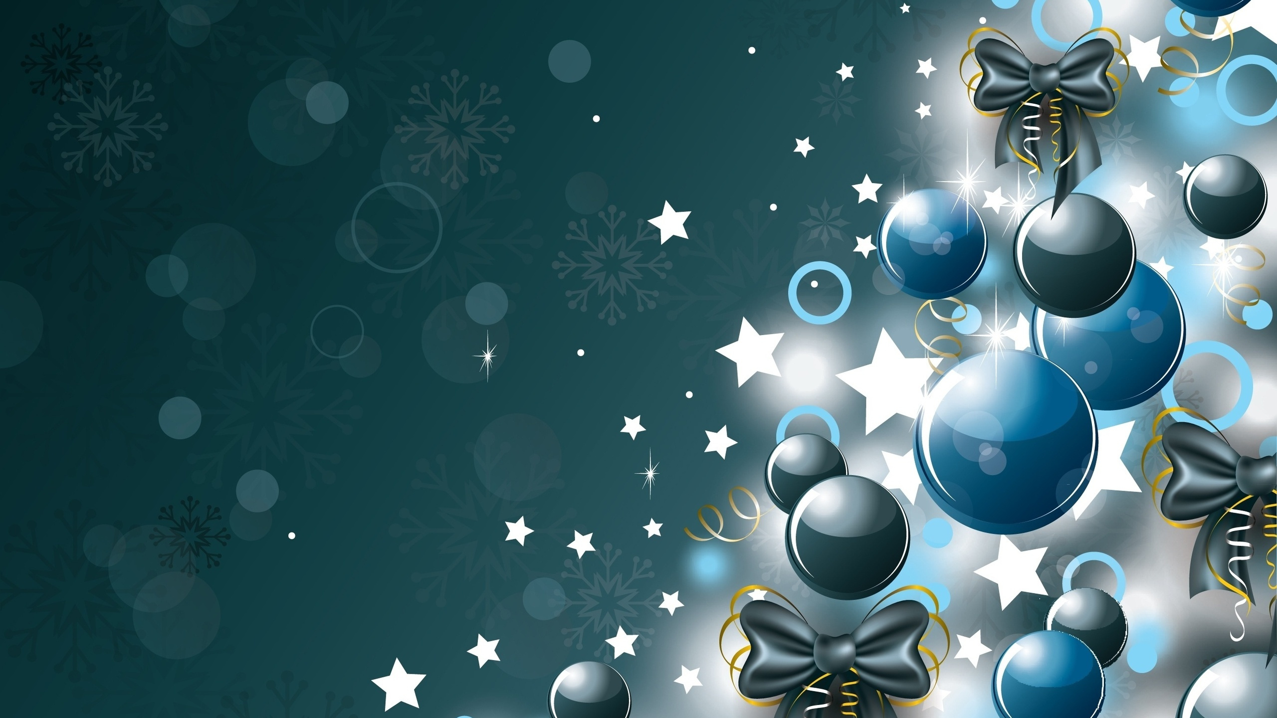 Christmas Day, New Year, Christmas Ornament, Blue, Graphic Design. Wallpaper in 2560x1440 Resolution