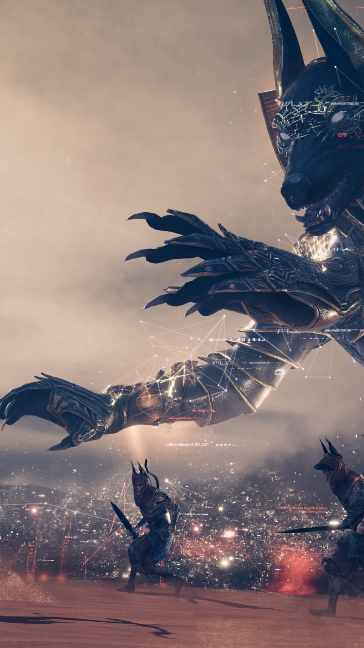Illustration de Dragon Noir et Rouge. Wallpaper in 750x1334 Resolution
