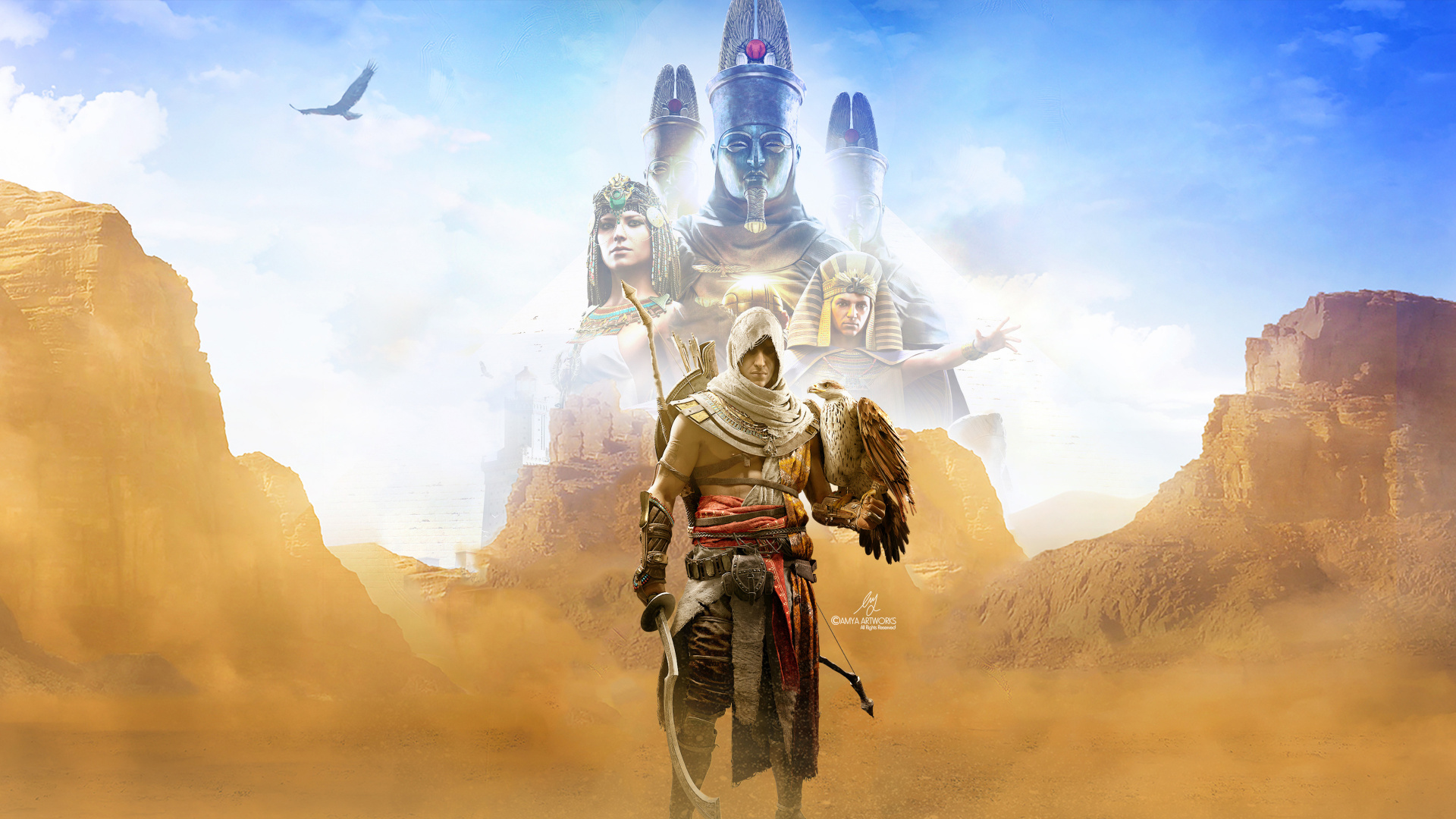 Assassins Creed Origins, Assassins Creed Odyssey, Mythology, Desert, Landscape. Wallpaper in 1920x1080 Resolution