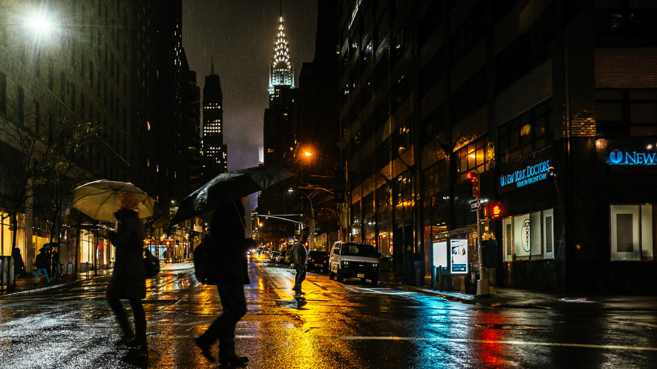 People Walking on Pedestrian Lane During Night Time. Wallpaper in 1280x720 Resolution