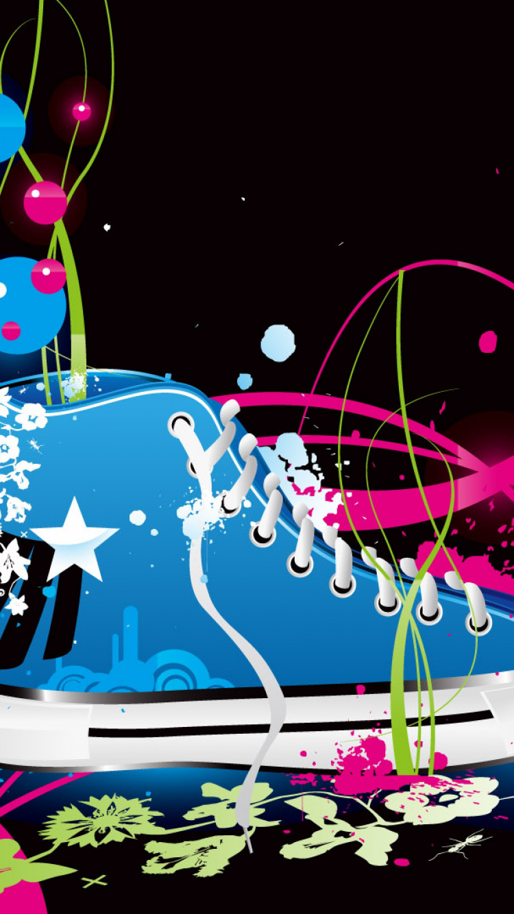 Blaues Und Schwarzes Herz Mit Lila Und Weißer Herzillustration. Wallpaper in 750x1334 Resolution