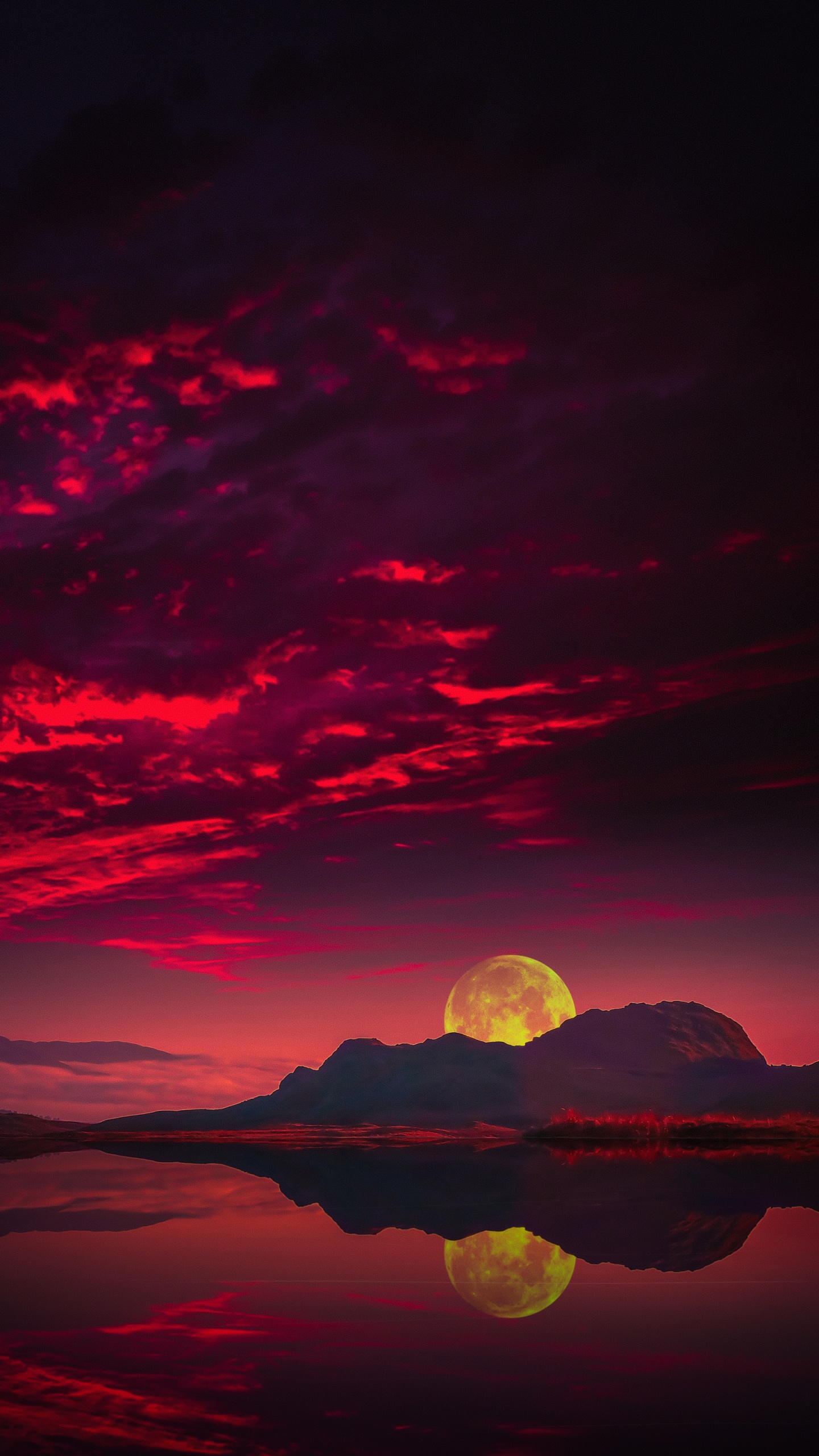 Agua, Ambiente, Naturaleza, Afterglow, Naranja. Wallpaper in 1440x2560 Resolution