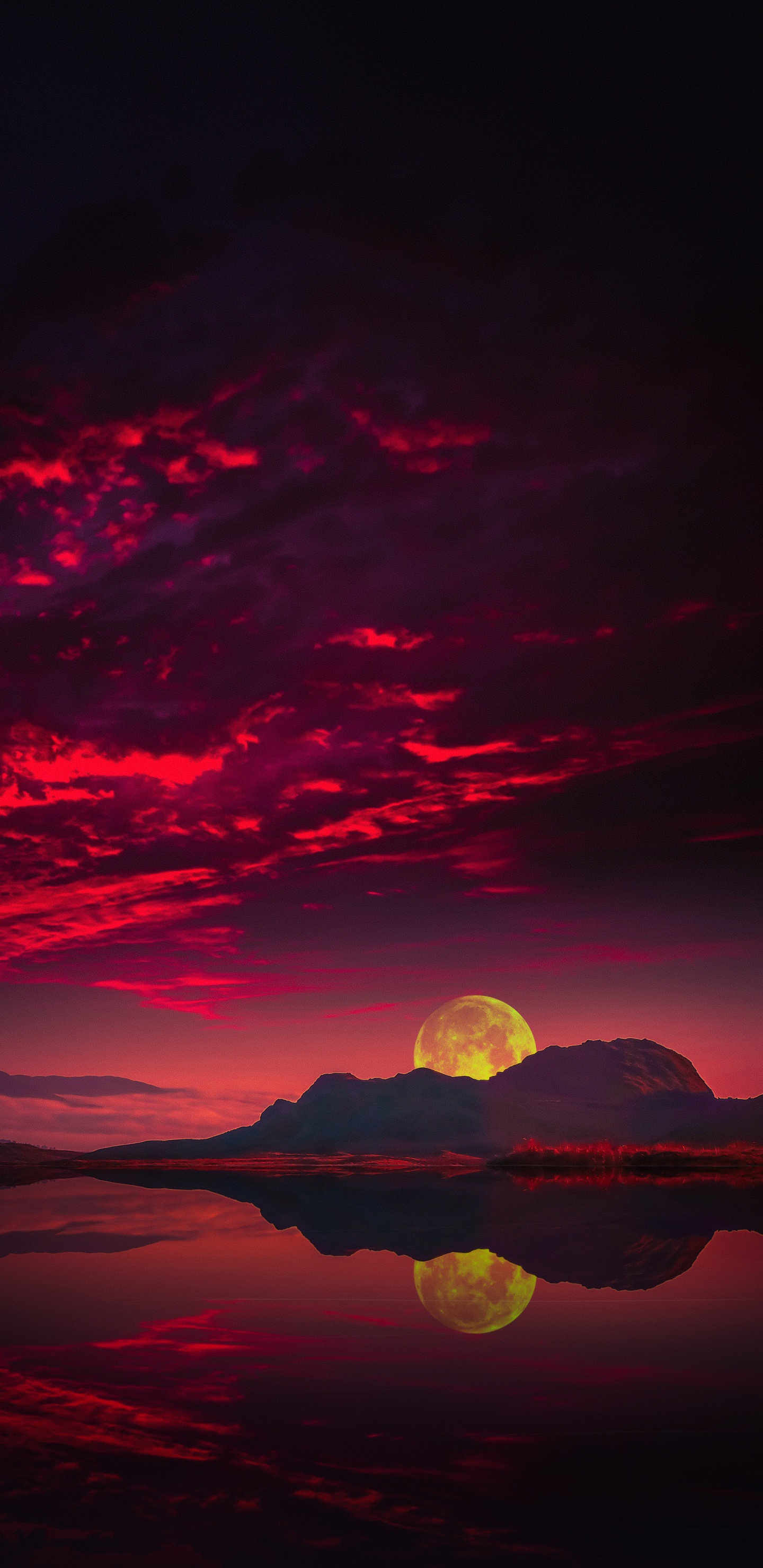 Eau, Atmosphère, Nature, Afterglow, Éclairage. Wallpaper in 1440x2960 Resolution