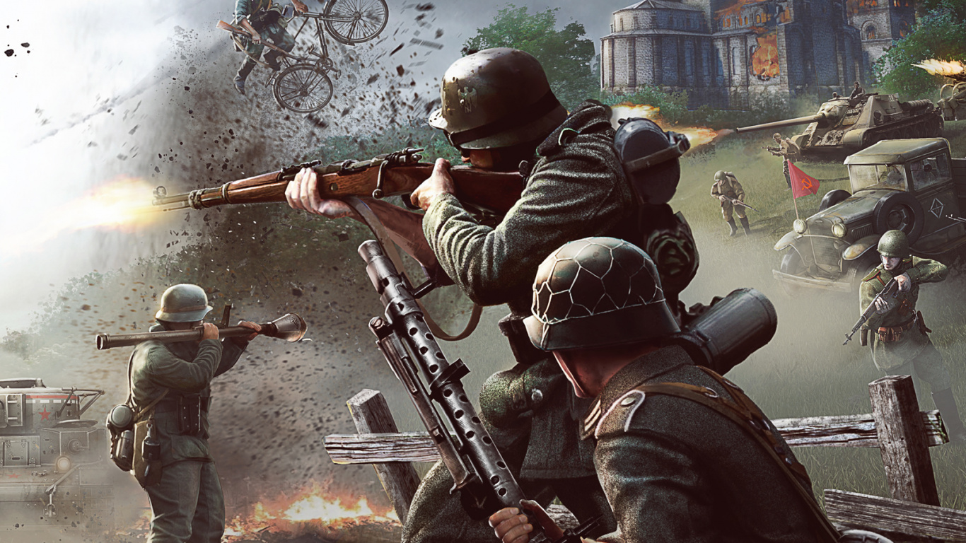 Soldado, La II Guerra Mundial, de Infantería, Escuadra, Los Militares. Wallpaper in 1366x768 Resolution