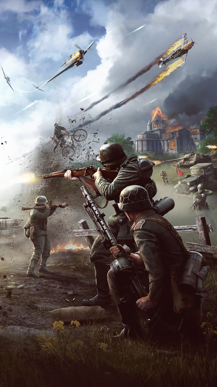 Soldier, World War II, Infantry, Cloud, Squad. Wallpaper in 750x1334 Resolution