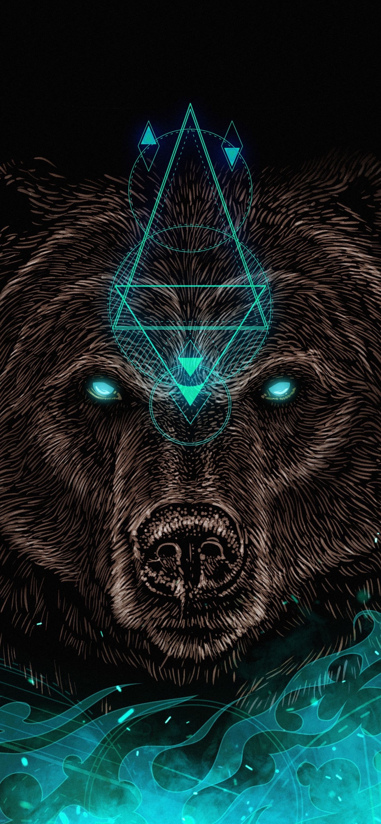 Luz, Carnívoro, Felidae, Arte, Simetría. Wallpaper in 1242x2688 Resolution