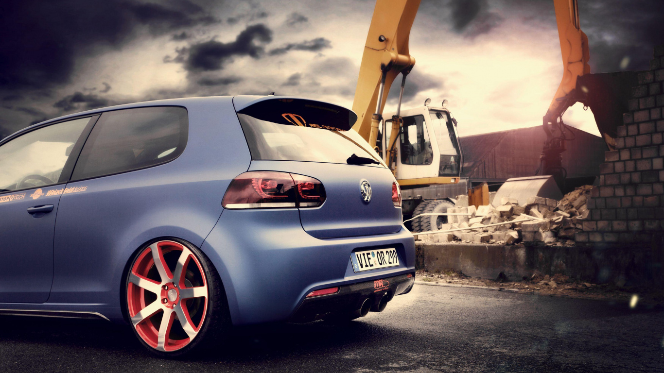 Coche Honda Azul en la Carretera Durante el Día. Wallpaper in 1366x768 Resolution