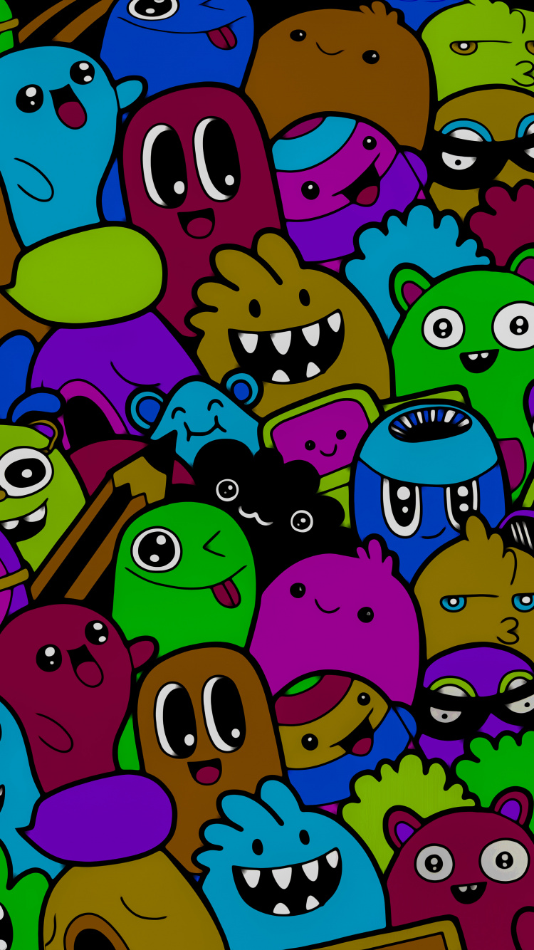 Cartoon, Visual Arts, Design, White, Textile. Wallpaper in 750x1334 Resolution