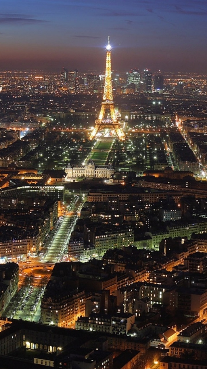 Aerial View of City Buildings During Night Time. Wallpaper in 720x1280 Resolution