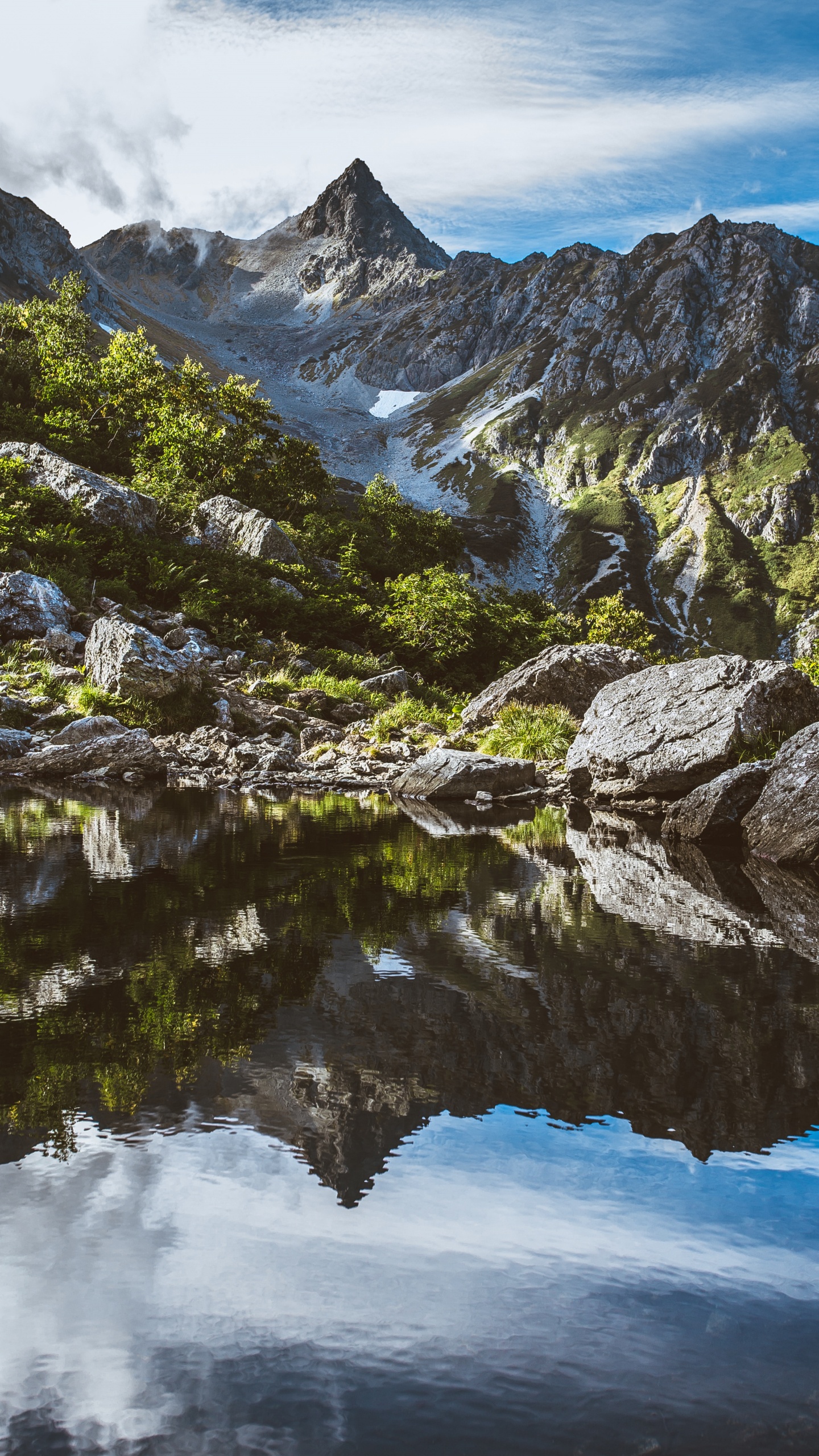 Bergkette, Mount Scenery, Alpen, Bergigen Landschaftsformen, Reflexion. Wallpaper in 1440x2560 Resolution