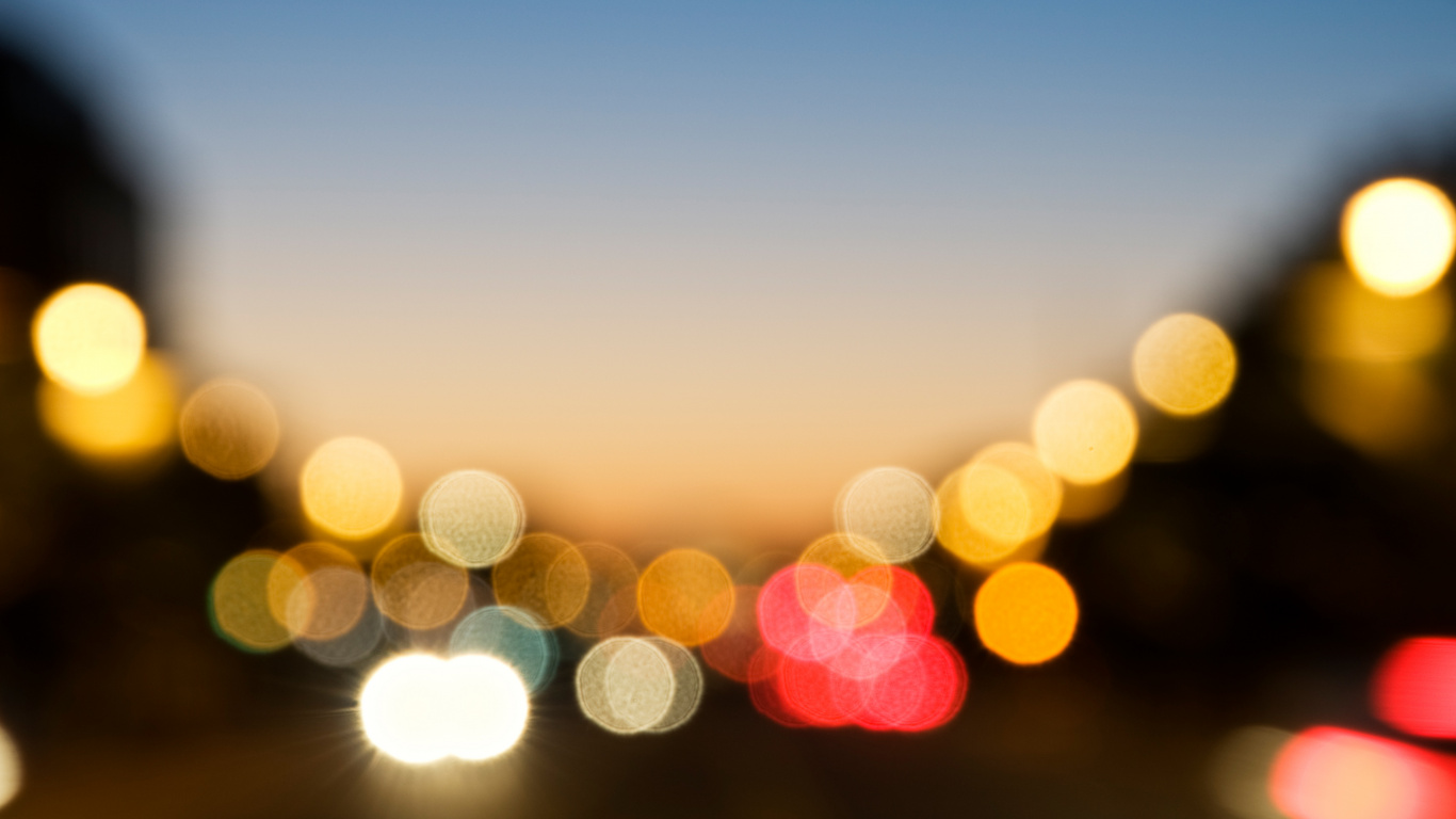 Yellow and Blue Bokeh Lights. Wallpaper in 1366x768 Resolution