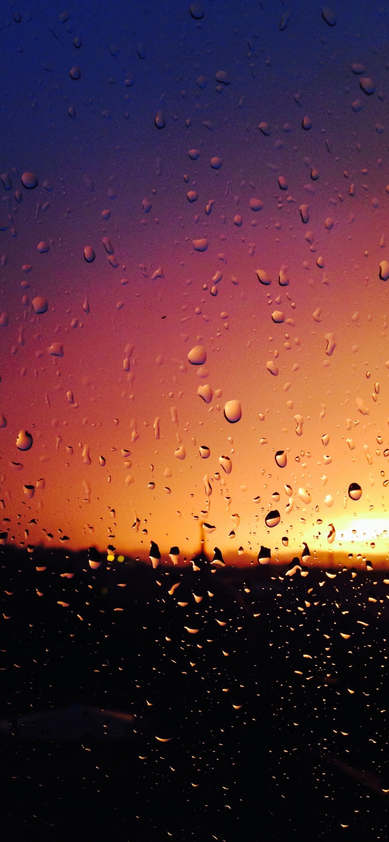 Rain, Water, Blue, Drop, Orange. Wallpaper in 1242x2688 Resolution