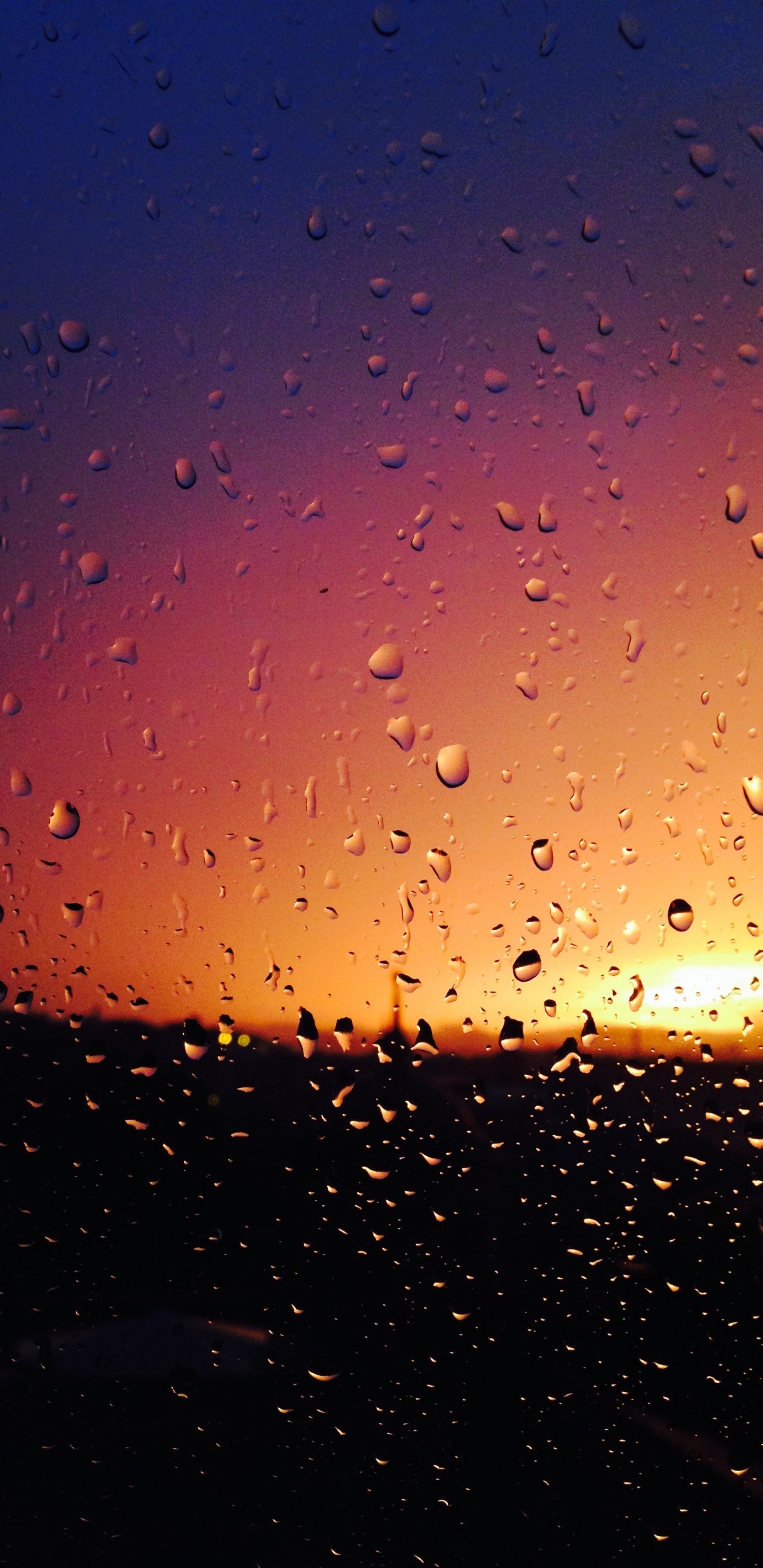 Rain, Water, Blue, Drop, Orange. Wallpaper in 1440x2960 Resolution