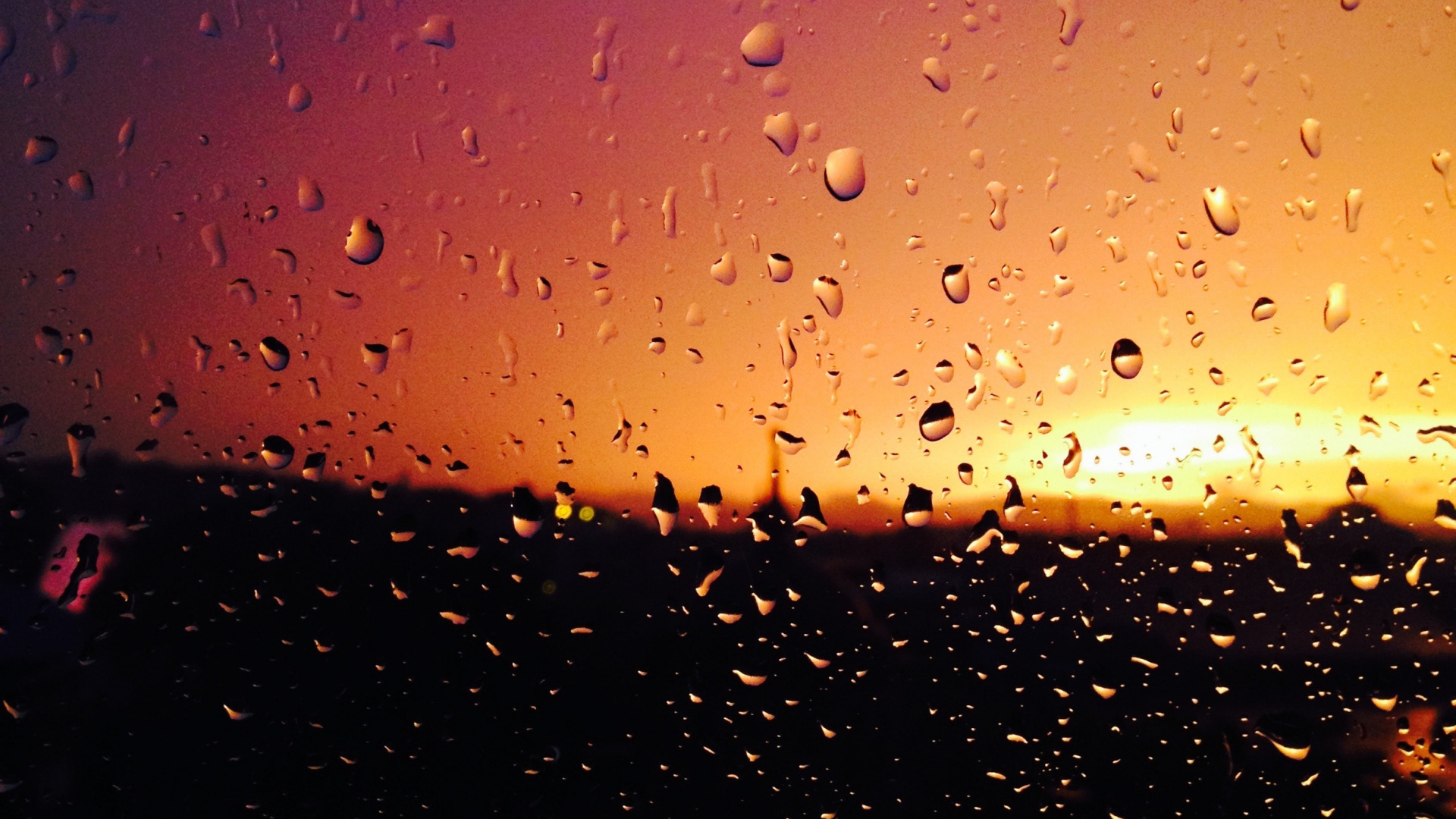 Rain, Water, Blue, Drop, Orange. Wallpaper in 1920x1080 Resolution