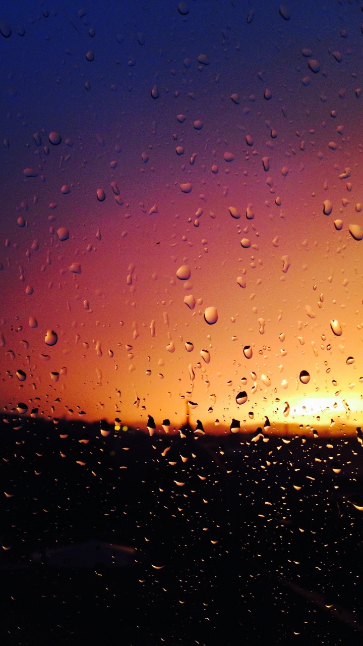 Regen, Wasser, Blau, Tropfen, Orange. Wallpaper in 720x1280 Resolution