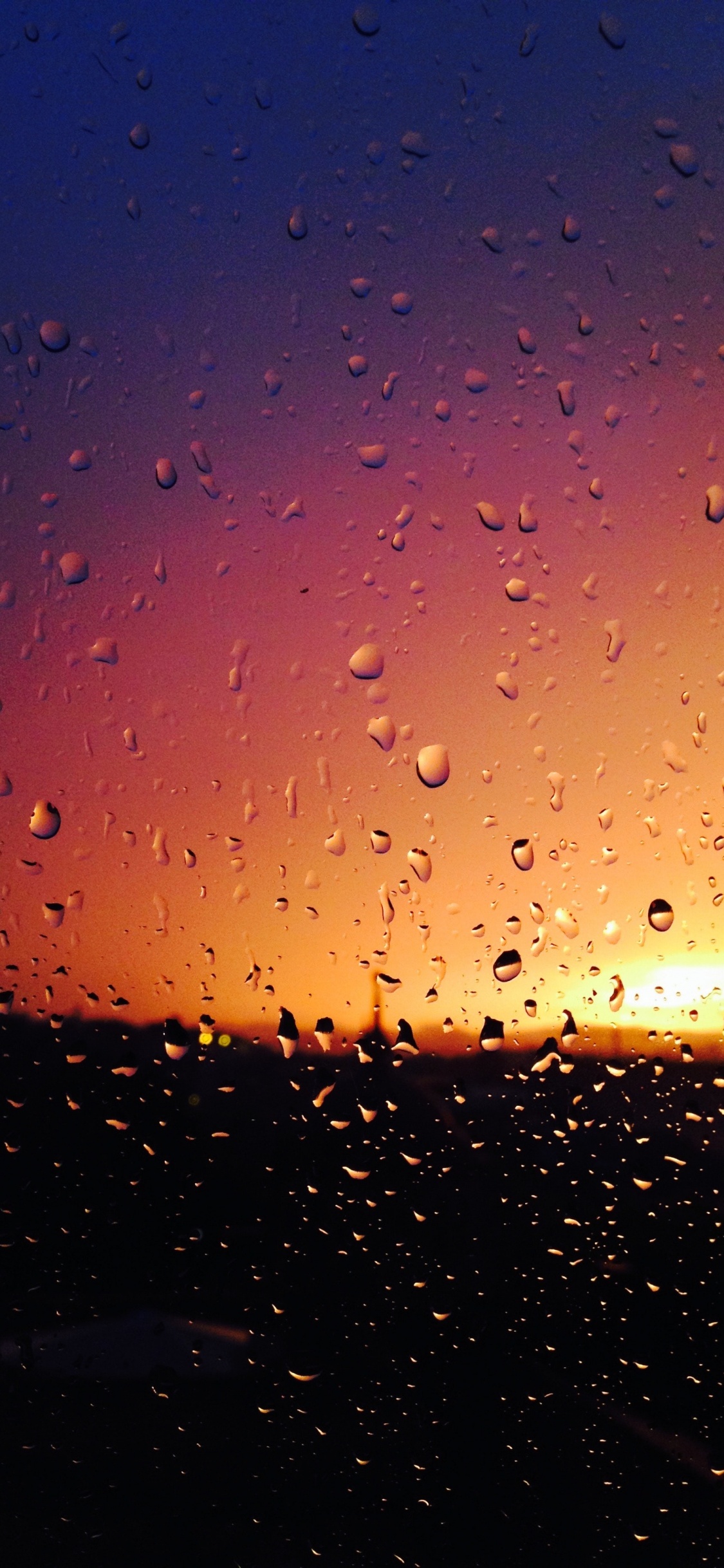 Lluvia, Agua, Azul, Naranja, Mañana. Wallpaper in 1125x2436 Resolution