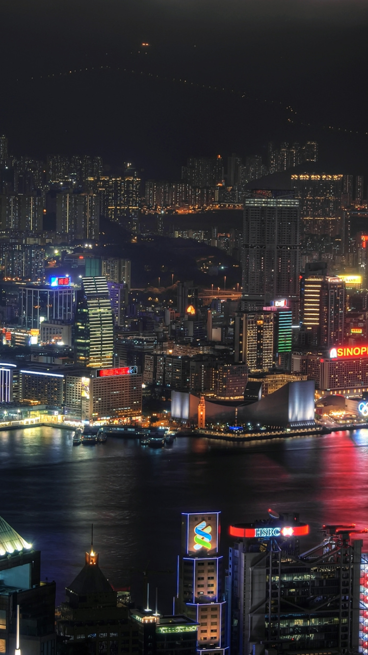 Skyline Der Stadt Bei Nacht Night. Wallpaper in 750x1334 Resolution