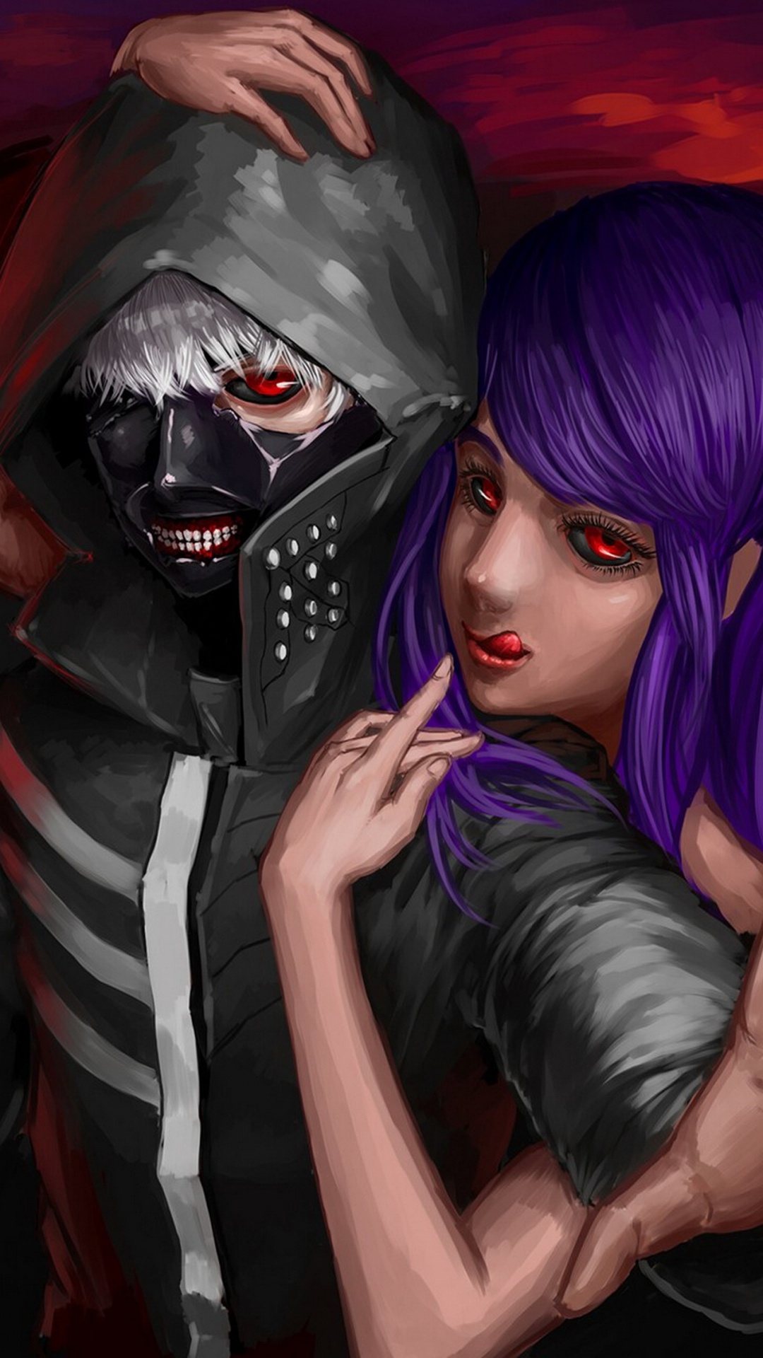 肯kaneki, 东京食尸鬼, 哥特亚文化, 超自然的生物, 解开 壁纸 1080x1920 允许