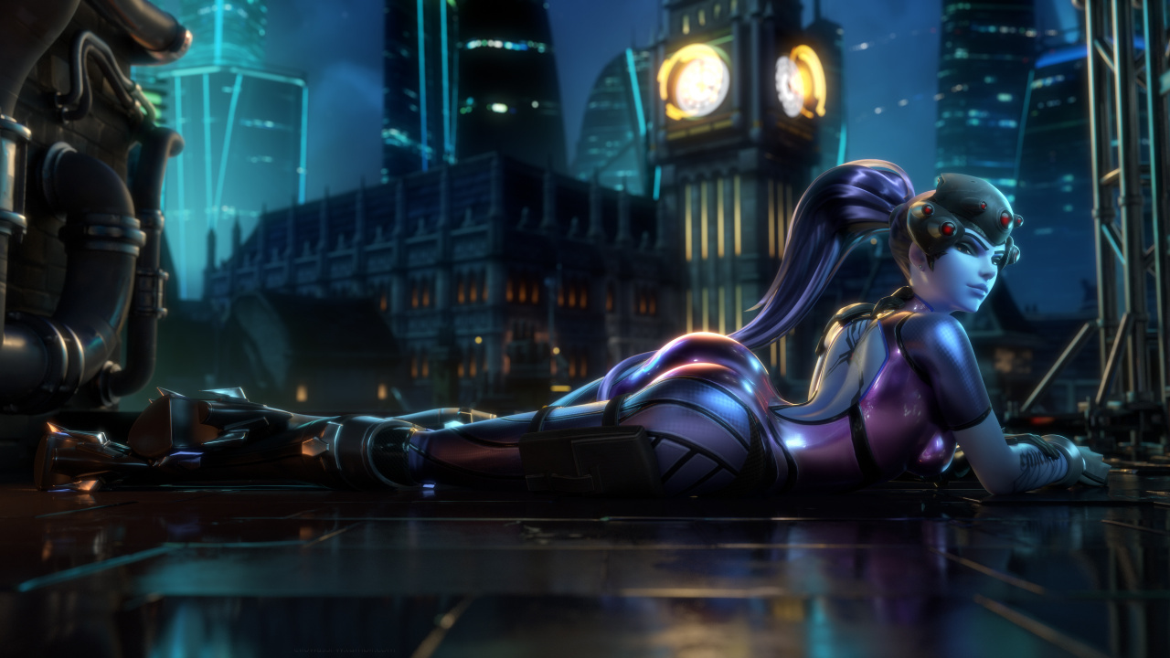 Widowmaker Overwatch, Overwatch, Lena Oxton, Clock, Darkness. Wallpaper in 1280x720 Resolution
