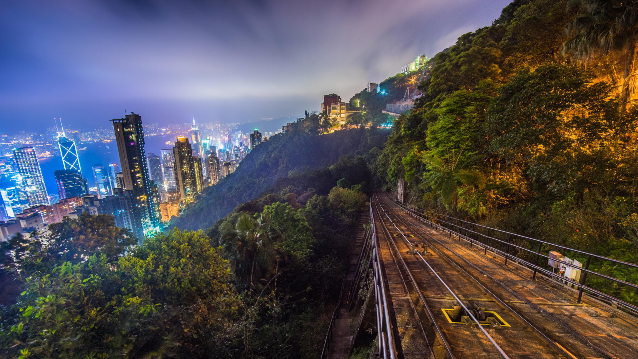 City Buildings on Mountain During Night Time. Wallpaper in 1280x720 Resolution
