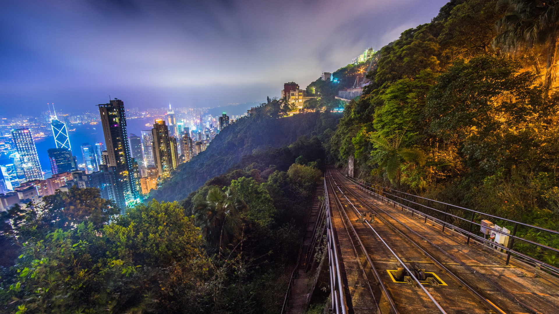 City Buildings on Mountain During Night Time. Wallpaper in 1920x1080 Resolution