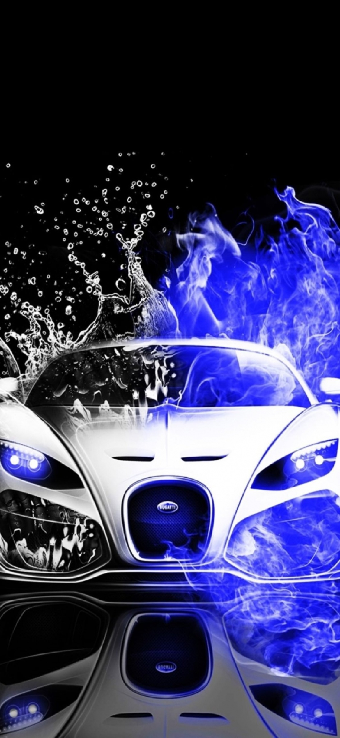 White and Blue Car Illustration. Wallpaper in 1125x2436 Resolution
