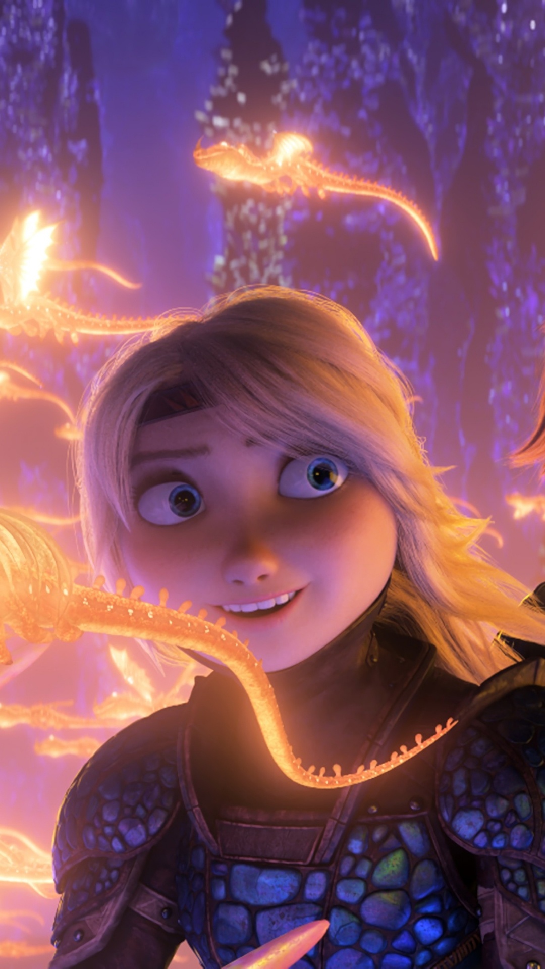 如何以训练你的龙, 光, 动画, 空间, 电蓝色的 壁纸 1080x1920 允许